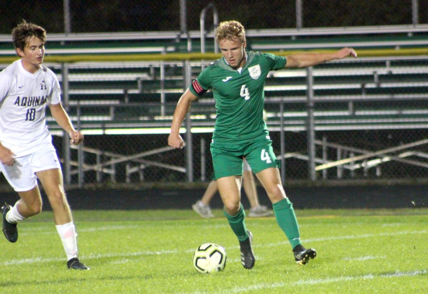 Joey Schreier dribbles